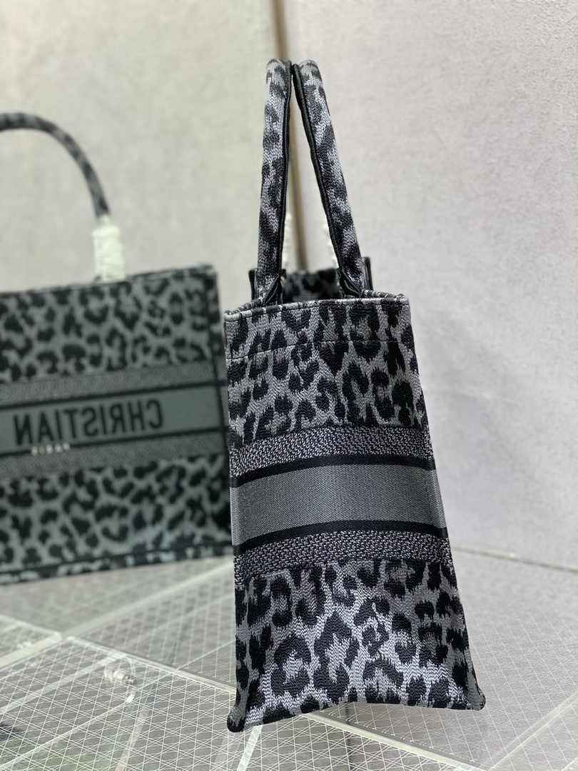 Dior Medium Book Tote M1296 Gray Multicolor Mizza Embroidery