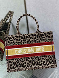 Dior Medium Book Tote M1296 Brown Multicolor Mizza Embroidery