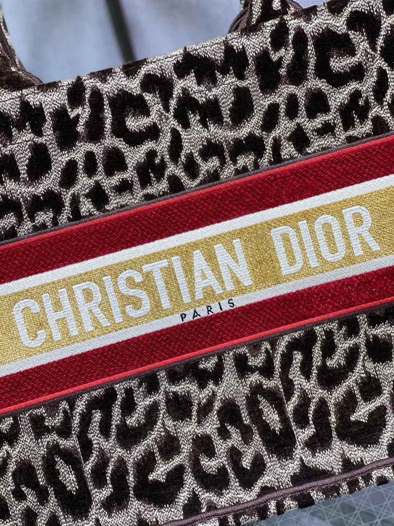 Dior Medium Book Tote M1296 Brown Multicolor Mizza Embroidery