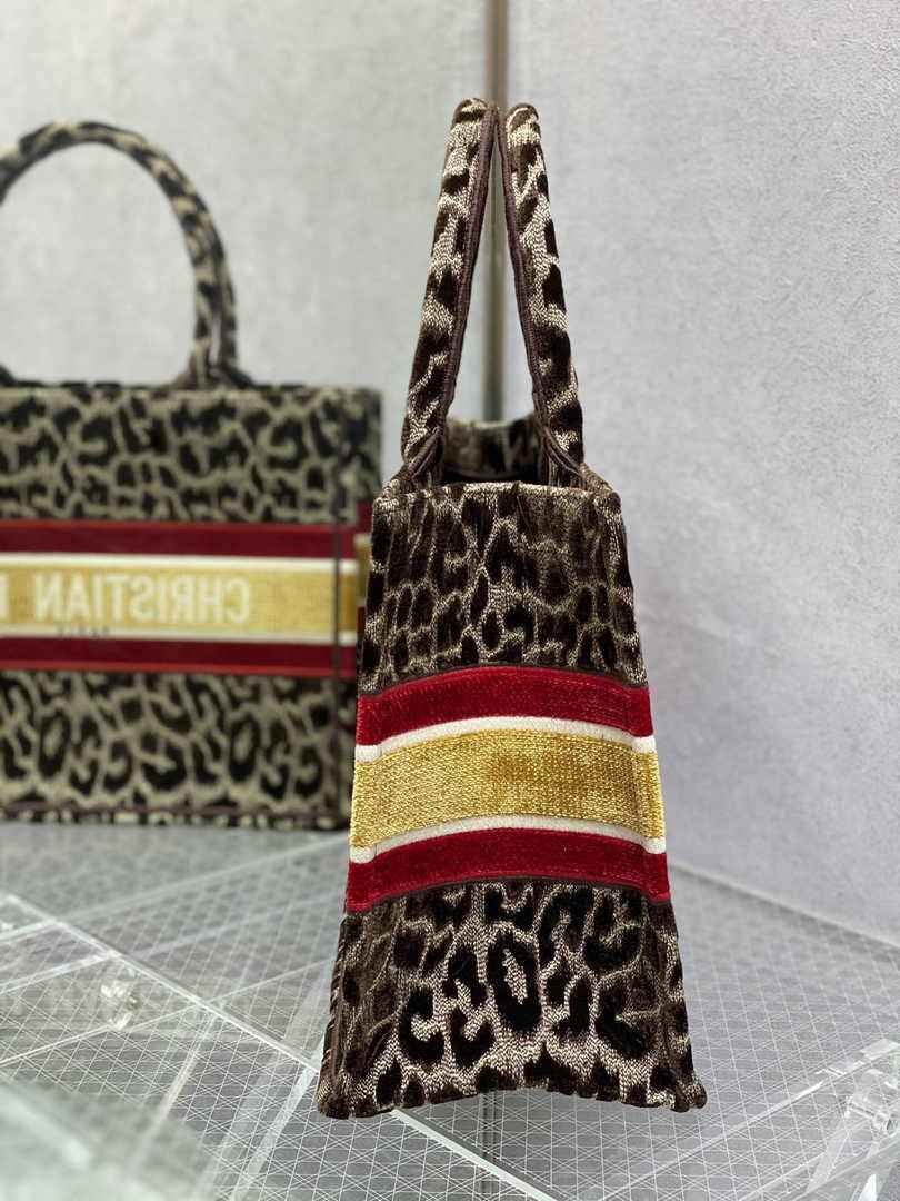 Dior Medium Book Tote M1296 Brown Multicolor Mizza Embroidery