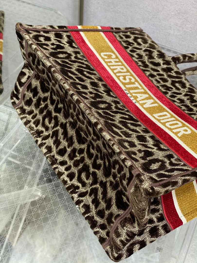 Dior Medium Book Tote M1296 Brown Multicolor Mizza Embroidery