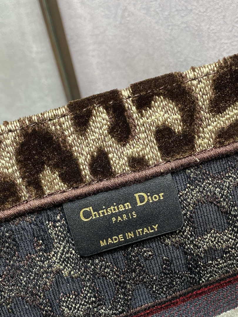 Dior Medium Book Tote M1296 Brown Multicolor Mizza Embroidery