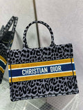 Medium Dior Book Tote M1296 Gray Multicolor Mizza Embroidery