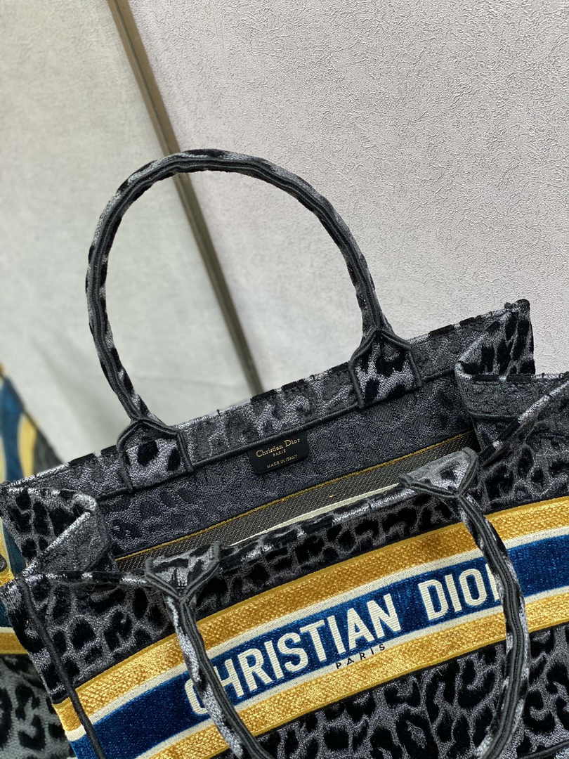 Medium Dior Book Tote M1296 Gray Multicolor Mizza Embroidery