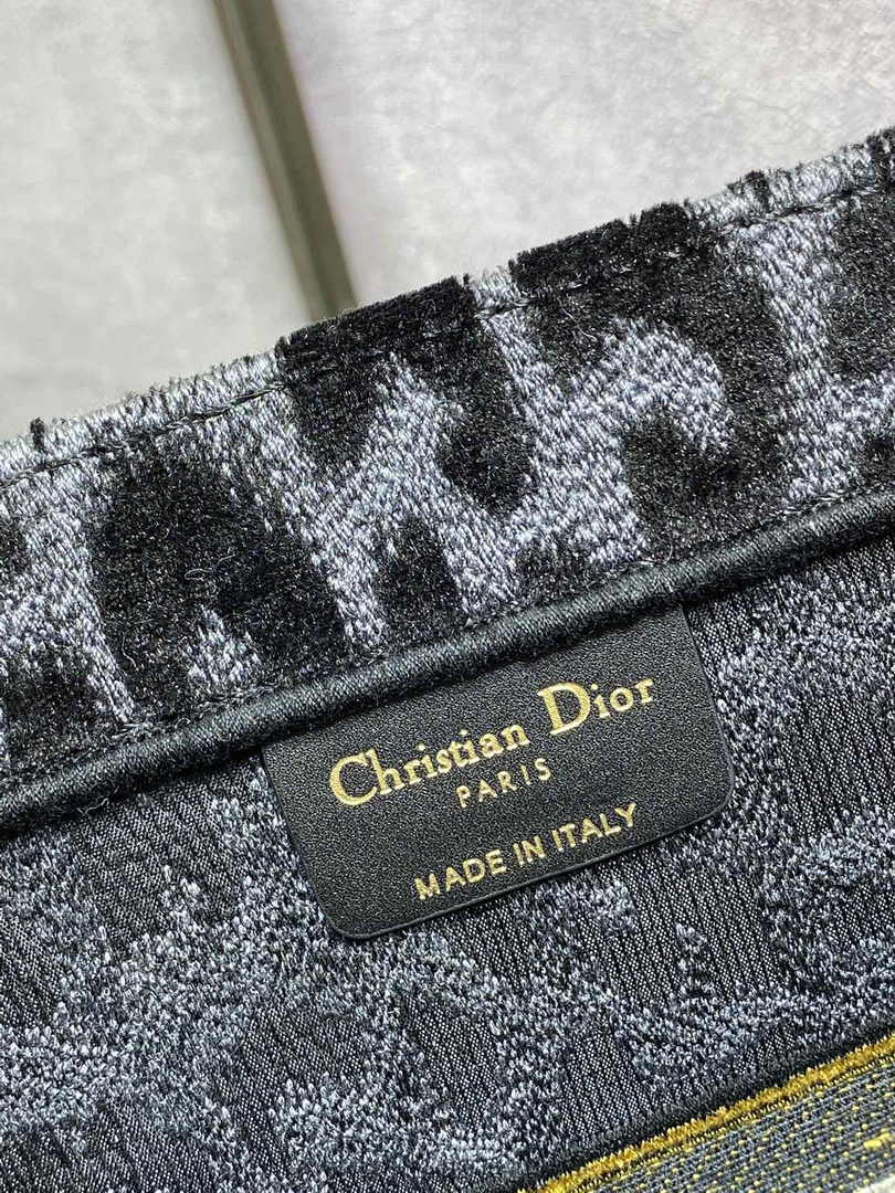 Medium Dior Book Tote M1296 Gray Multicolor Mizza Embroidery