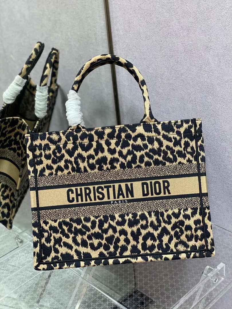 Dior Medium Book Tote M1296 Beige Multicolor Mizza Embroidery