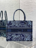 Dior Medium Book Tote M1296 Navy Blue Toile de Jouy Embroidery