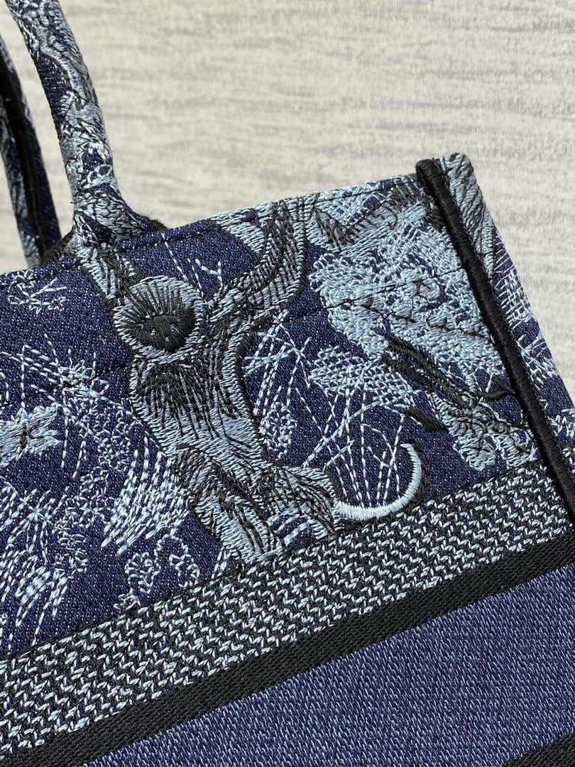 Dior Medium Book Tote M1296 Navy Blue Toile de Jouy Embroidery