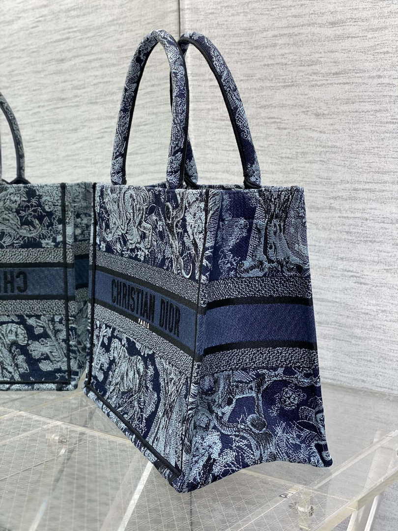 Dior Medium Book Tote M1296 Navy Blue Toile de Jouy Embroidery
