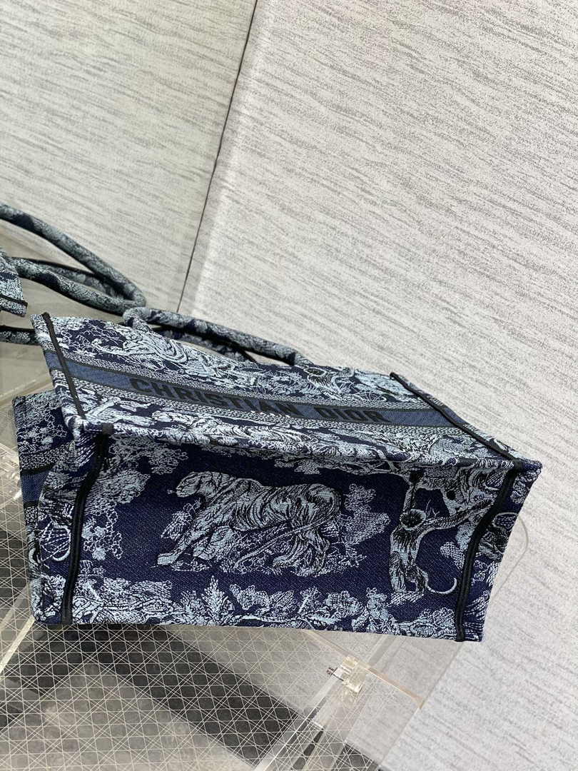 Dior Medium Book Tote M1296 Navy Blue Toile de Jouy Embroidery