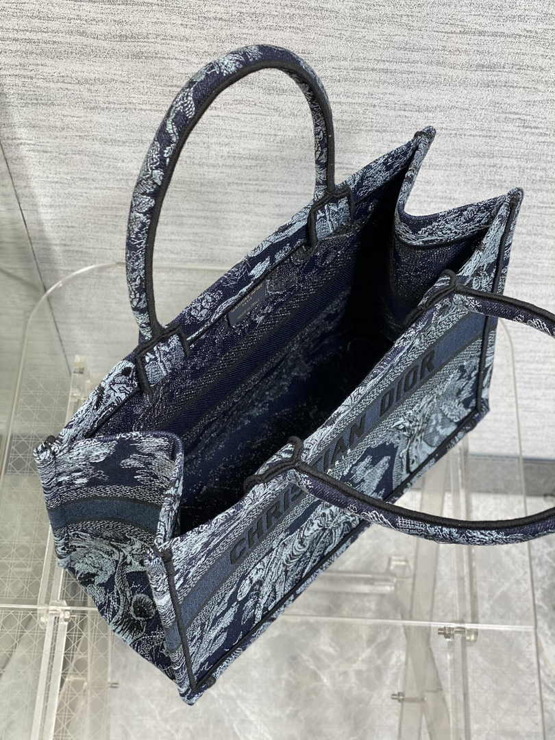 Dior Medium Book Tote M1296 Navy Blue Toile de Jouy Embroidery