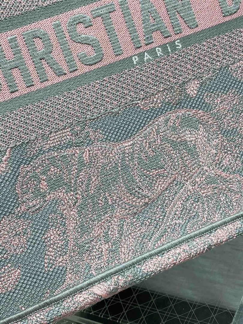 Medium Dior Book Tote M1296 Gray and Pink Toile de Jouy Embroidery