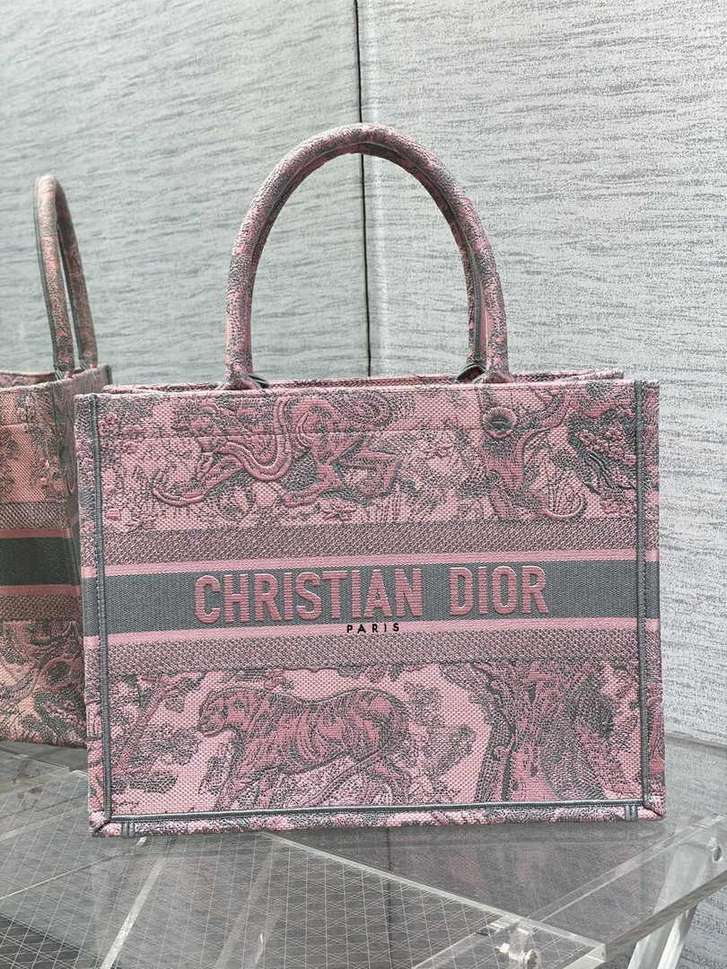 Medium Dior Book Tote M1296 Pink Toile de Jouy Embroidery