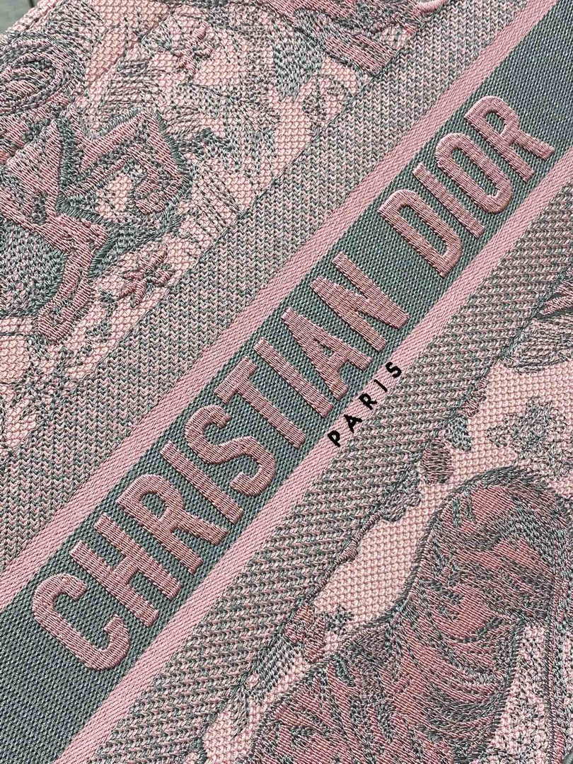 Medium Dior Book Tote M1296 Pink Toile de Jouy Embroidery