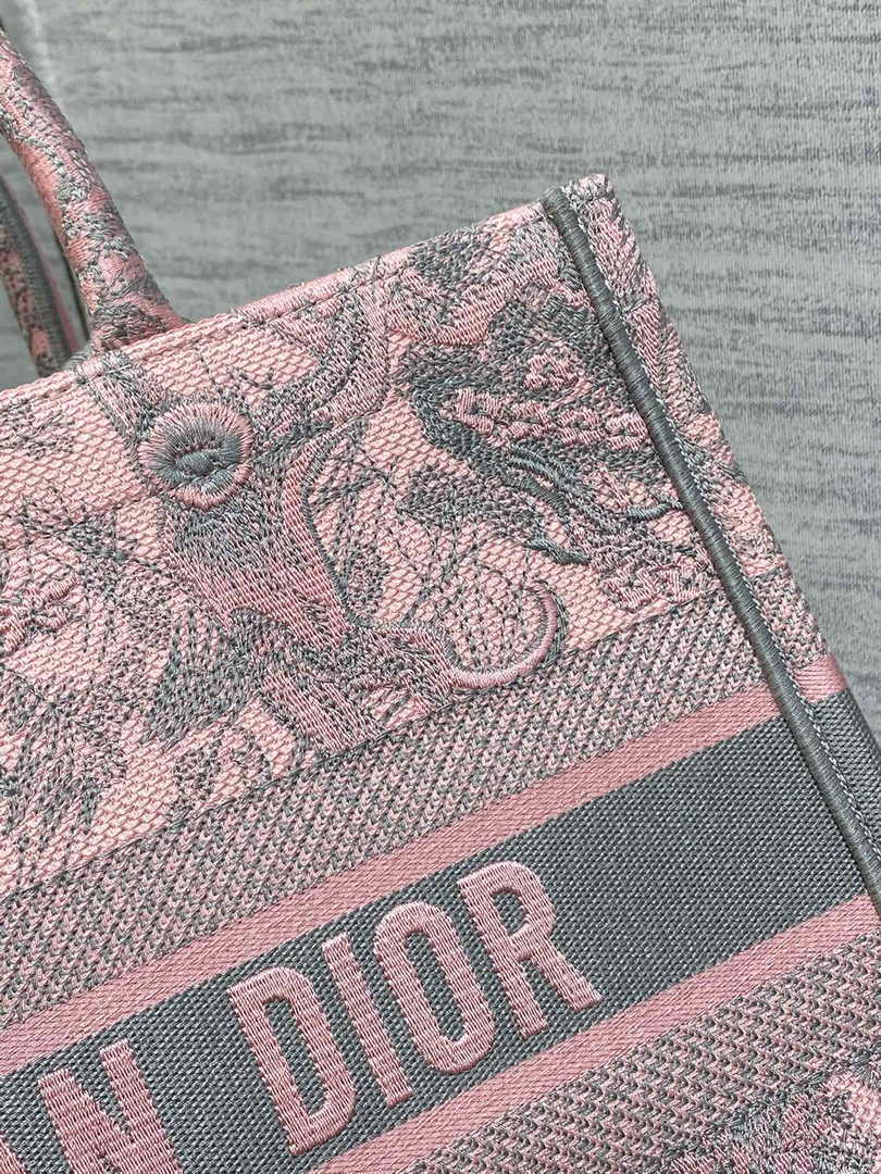 Medium Dior Book Tote M1296 Pink Toile de Jouy Embroidery