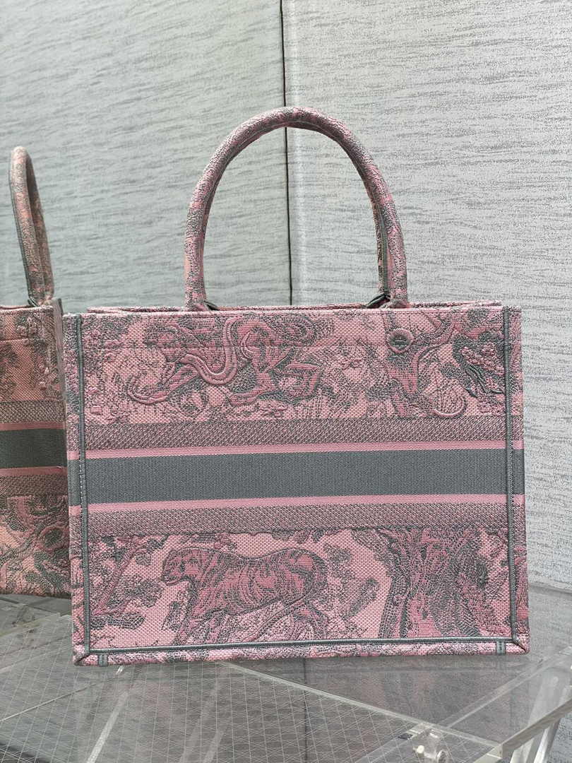 Medium Dior Book Tote M1296 Pink Toile de Jouy Embroidery