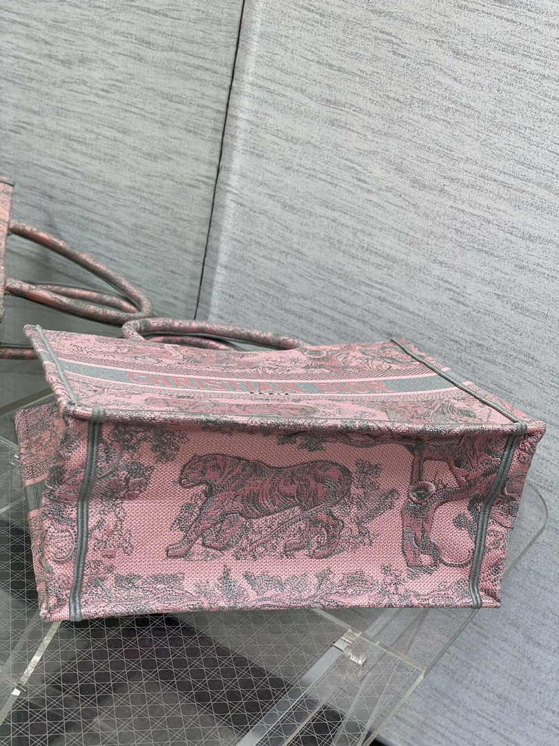 Medium Dior Book Tote M1296 Pink Toile de Jouy Embroidery