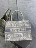 Medium Dior Book Tote M1296 Ecru and Gray Toile de Jouy Embroidery
