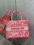 Dior M1296 Book Tote Medium Neon pink Toile de Jouy Reverse Embroidery - Default Title - View 1