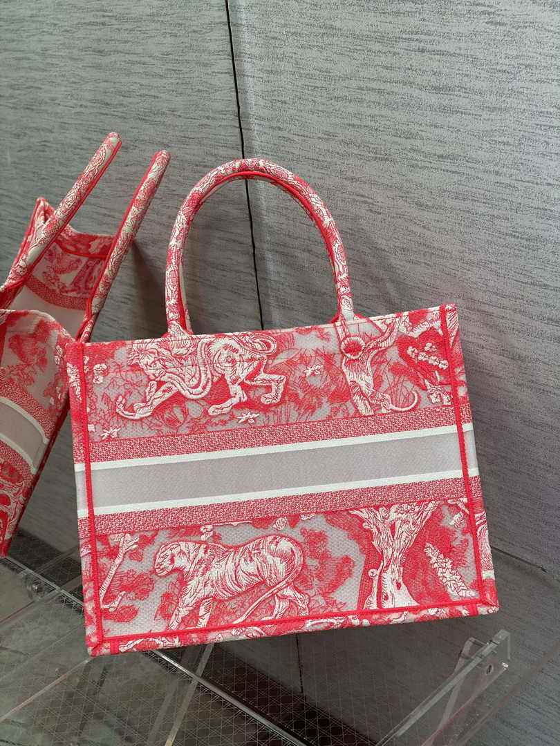 Dior M1296 Book Tote Medium Neon pink Toile de Jouy Reverse Embroidery - Default Title - View 2