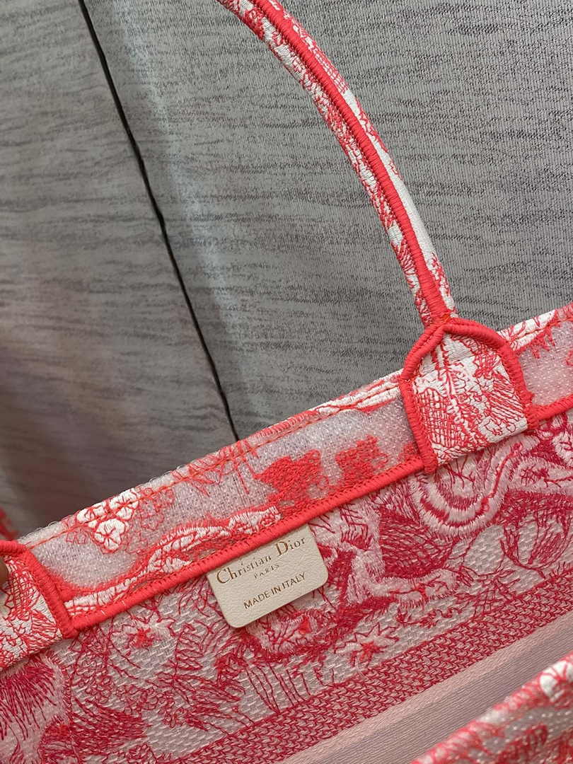 Dior M1296 Book Tote Medium Neon pink Toile de Jouy Reverse Embroidery - Default Title - View 6