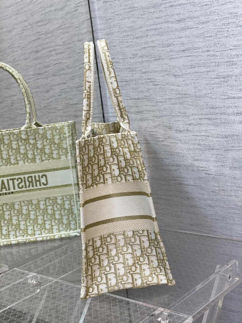 Medium Dior Book Tote M1296 White and Gold-Tone Dior Oblique Embroidery