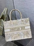 Medium Dior Book Tote M1296 Gold Toile de Jouy Embroidery
