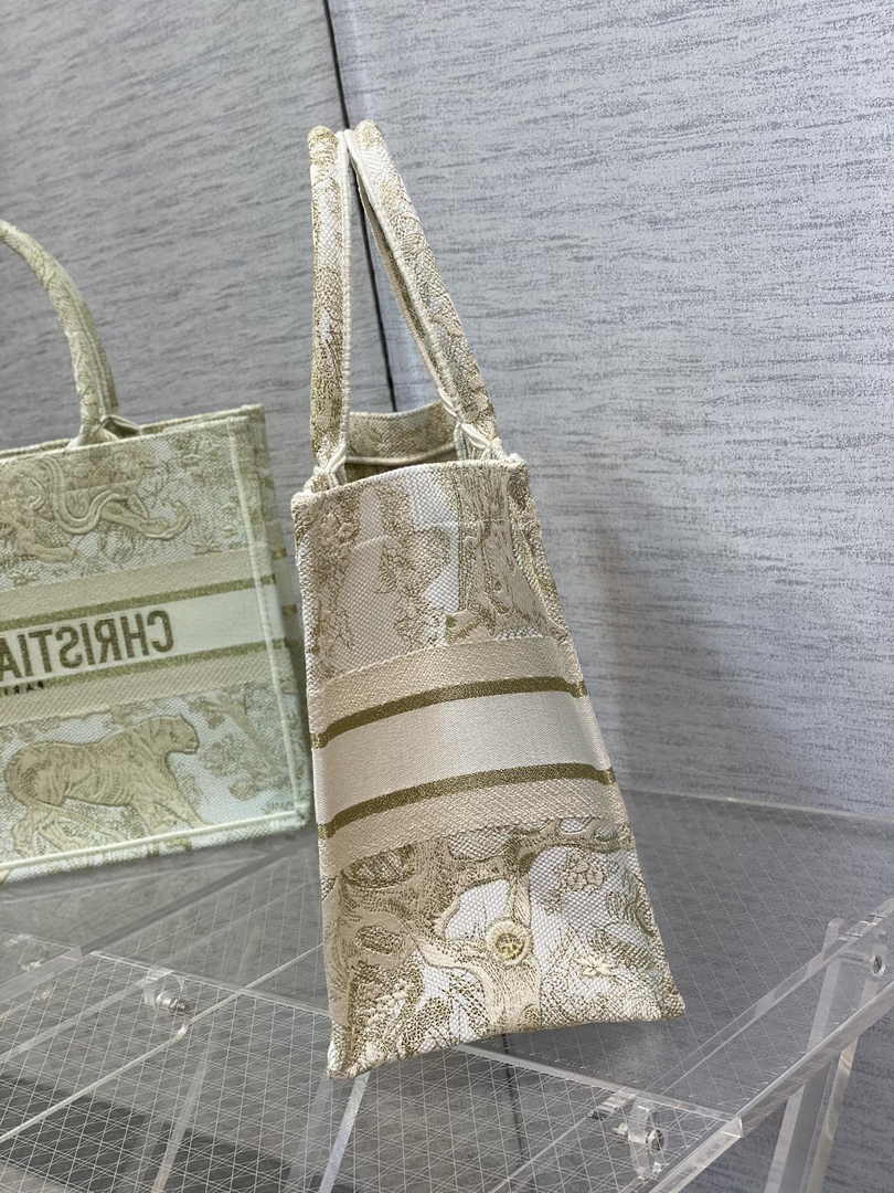 Medium Dior Book Tote M1296 Gold Toile de Jouy Embroidery