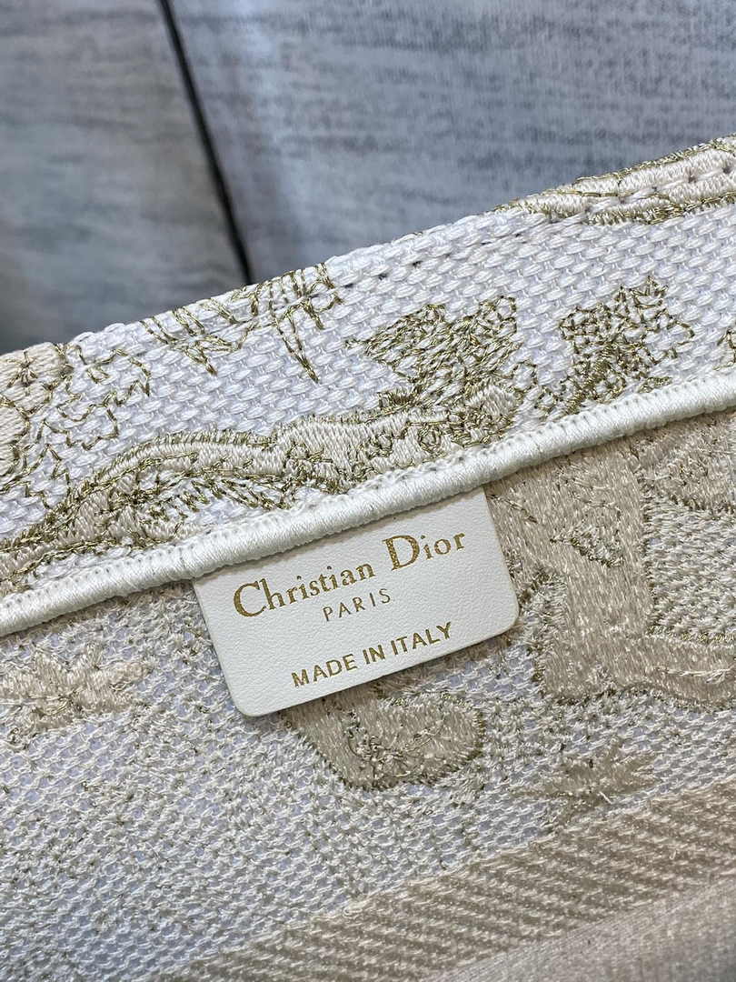 Medium Dior Book Tote M1296 Gold Toile de Jouy Embroidery