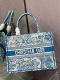 Medium Dior Book Tote M1296 Blue Toile de Jouy Embroidery