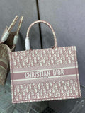 Medium Dior Book Tote M1296 Pink Dior Oblique Embroidery