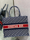 Medium Dior Book Tote M1296 Blue velvet Dior Oblique Embroidery