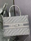 Medium Dior Book Tote M1296 Ecru and Gray Dior Oblique Embroidery