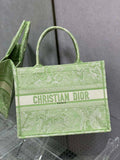 Medium Dior Book Tote M1296 Green Toile de Jouy Embroidery
