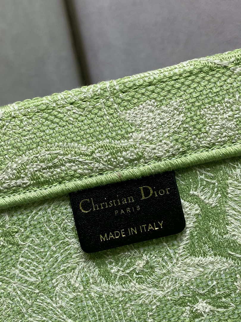 Medium Dior Book Tote M1296 Green Toile de Jouy Embroidery