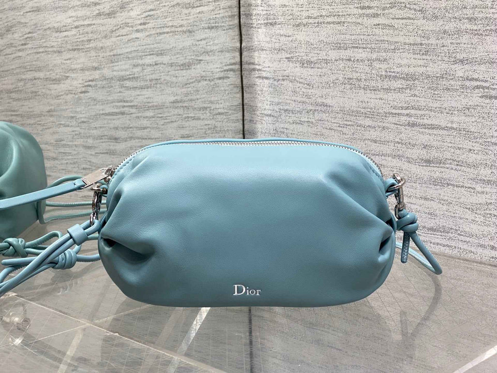 Dior Bow Pouch - Blue Supple Lambskin - S3900 - Default Title - View 2