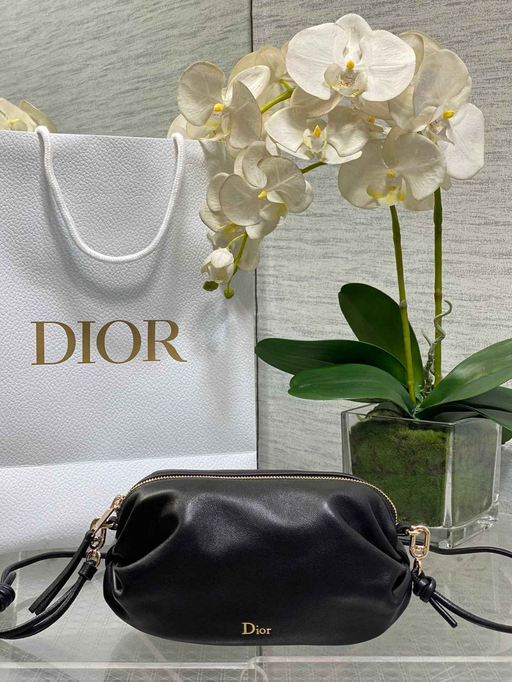 Dior Bow Pouch - Black Supple Lambskin - S3900 - Default Title - View 1
