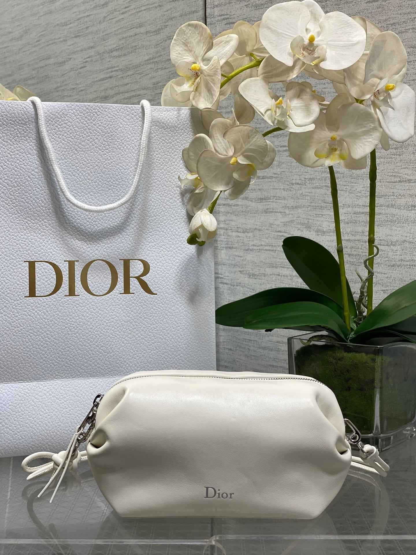Dior Bow Pouch - White Supple Lambskin - S3900 - Default Title - View 1