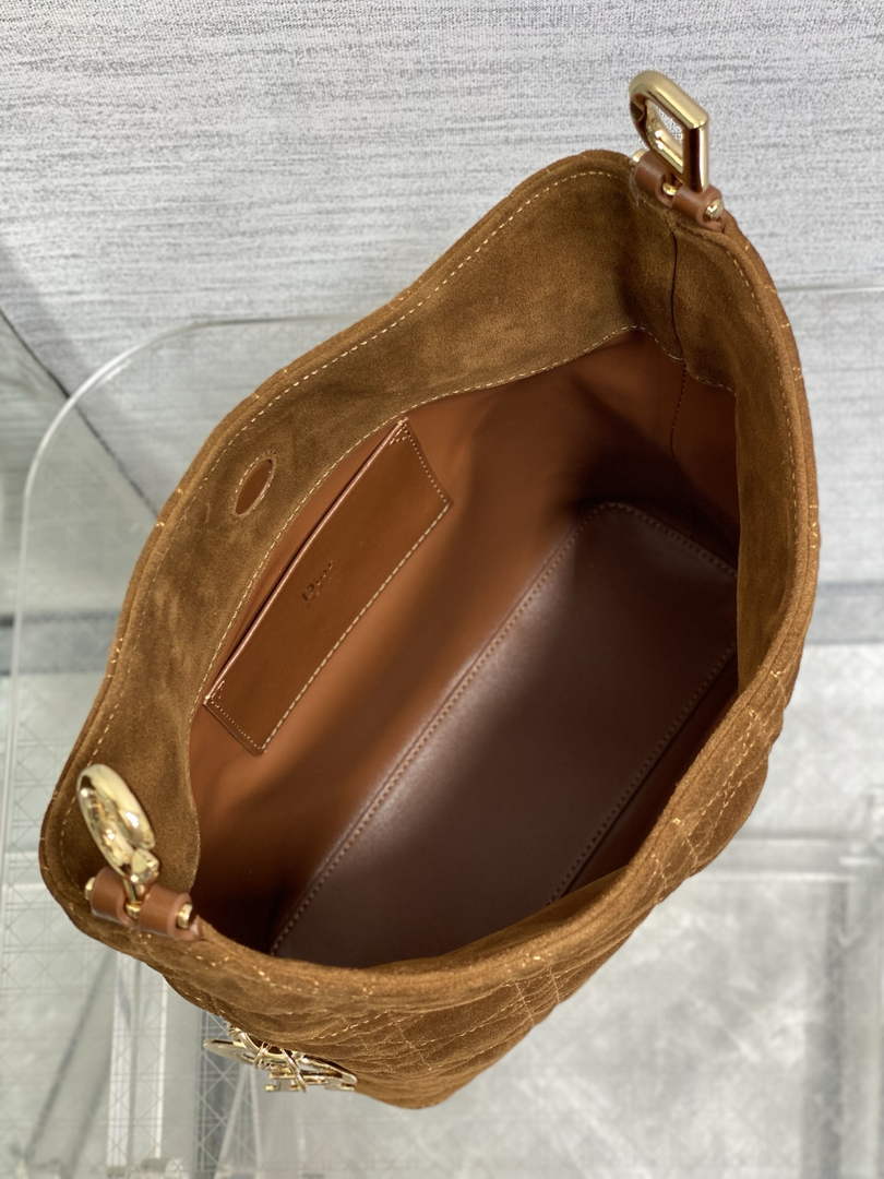 Dior Bucket Bag - Brown Macrocannage Suede Goatskin M1538 - Default Title - View 9
