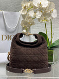 Dior Bucket Bag - Coffee Macrocannage Suede Goatskin M1538 - Default Title - View 1
