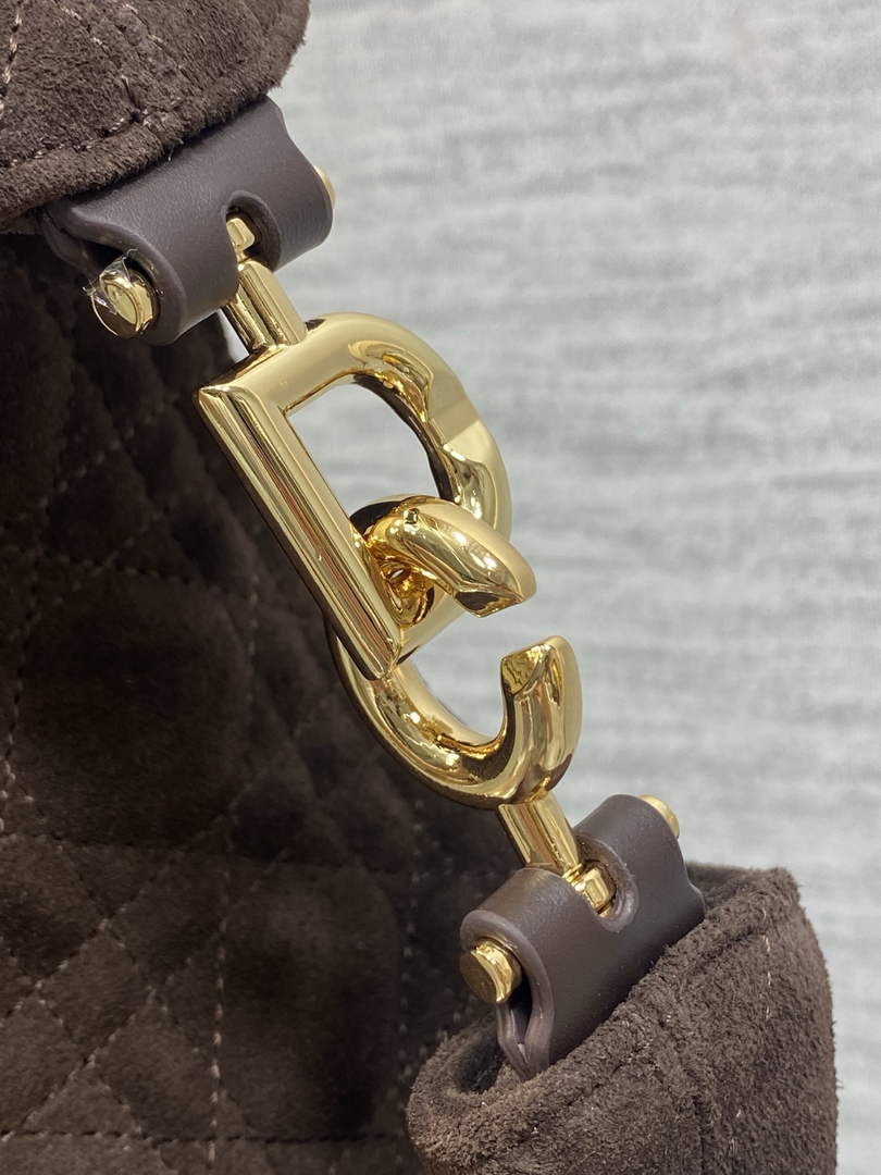 Dior Bucket Bag - Coffee Macrocannage Suede Goatskin M1538 - Default Title - View 5