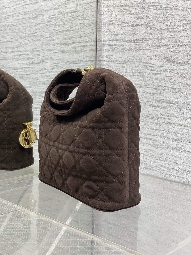 Dior Bucket Bag - Coffee Macrocannage Suede Goatskin M1538 - Default Title - View 7