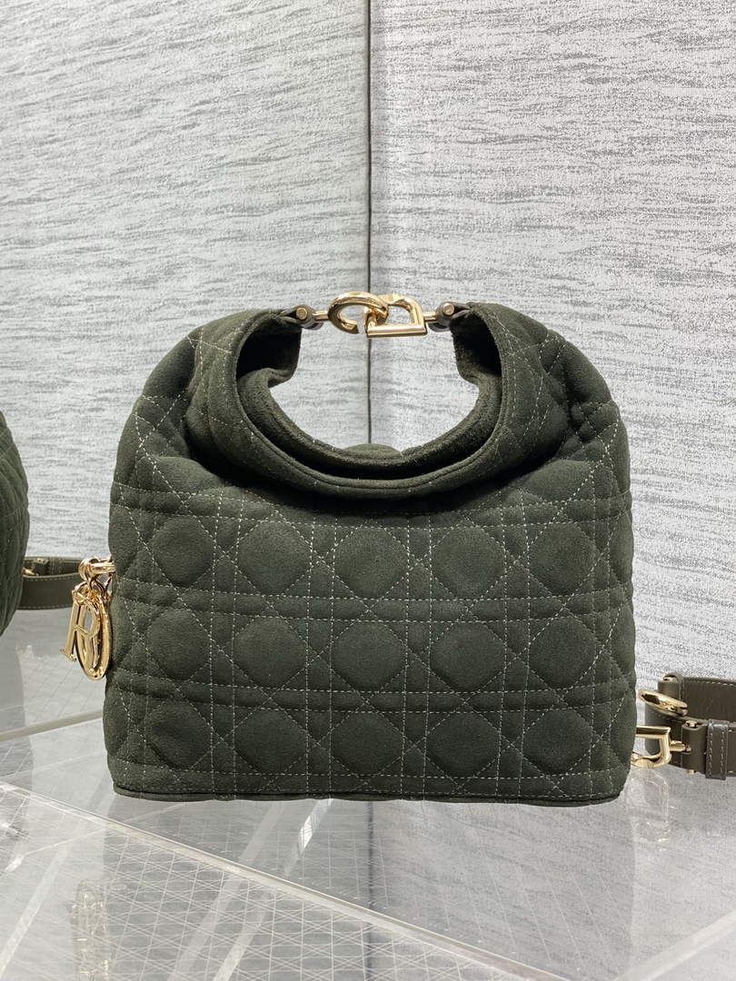 Dior Bucket Bag - Green Macrocannage Suede Goatskin M1538 - Default Title - View 2