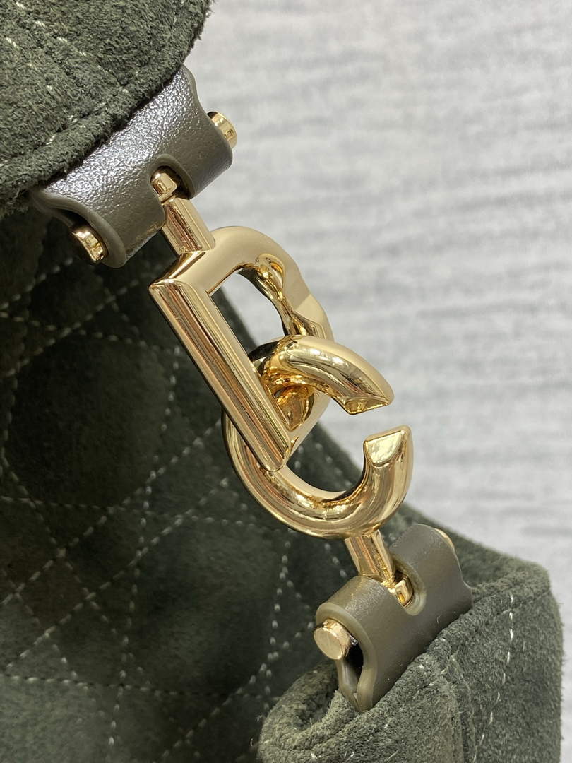 Dior Bucket Bag - Green Macrocannage Suede Goatskin M1538 - Default Title - View 5