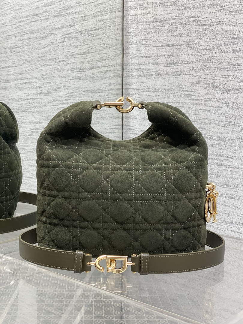 Dior Bucket Bag - Green Macrocannage Suede Goatskin M1538 - Default Title - View 6