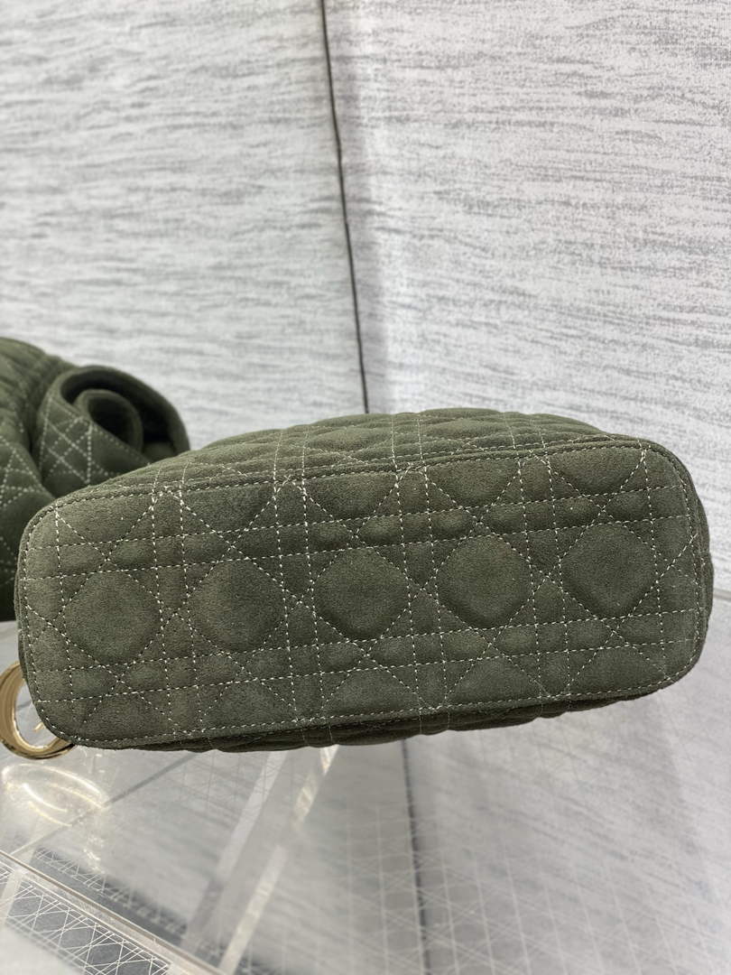Dior Bucket Bag - Green Macrocannage Suede Goatskin M1538 - Default Title - View 8