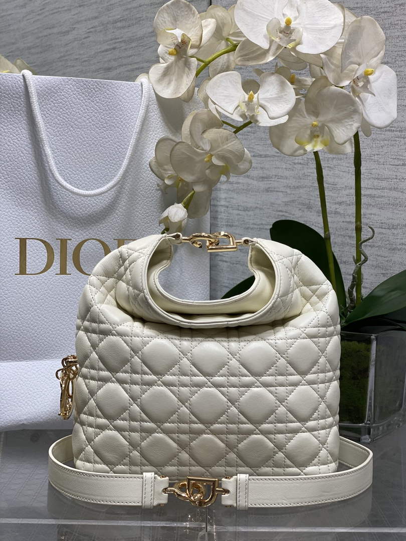 Dior Bucket Bag - White Macrocannage Calfskin M1538 - Default Title - View 1