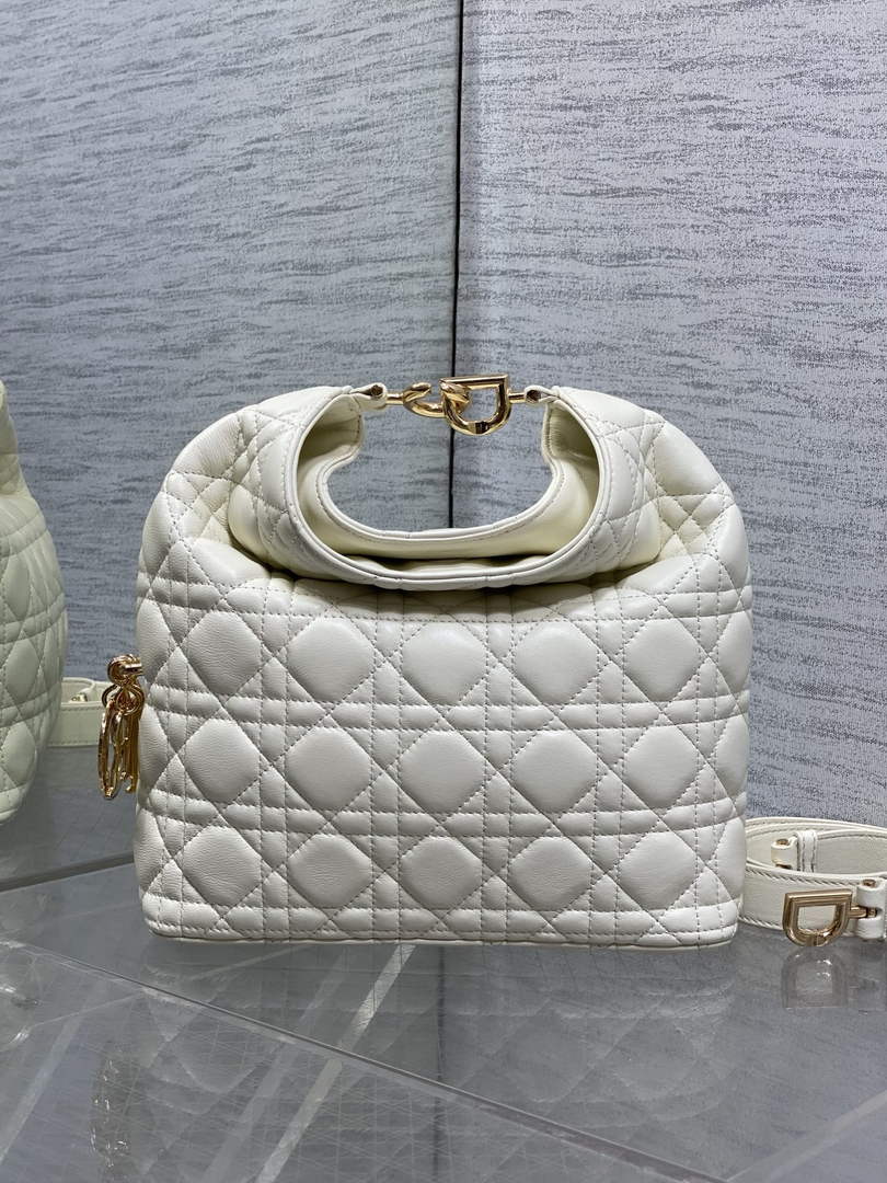 Dior Bucket Bag - White Macrocannage Calfskin M1538 - Default Title - View 2