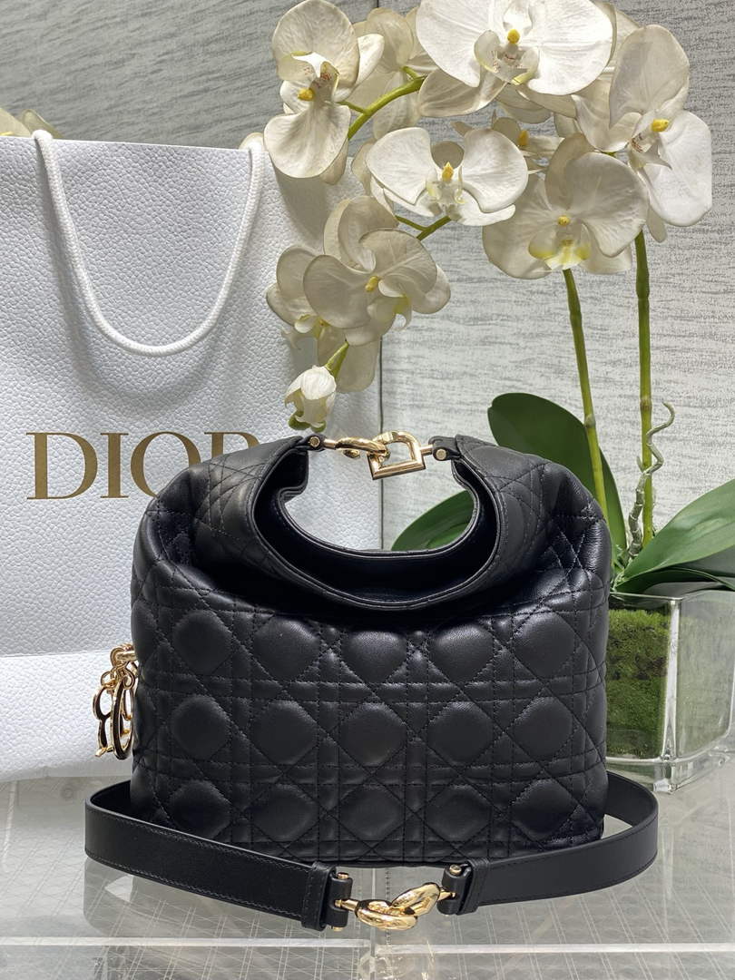 Dior Bucket Bag - Black Macrocannage Calfskin M1538 - Default Title - View 1