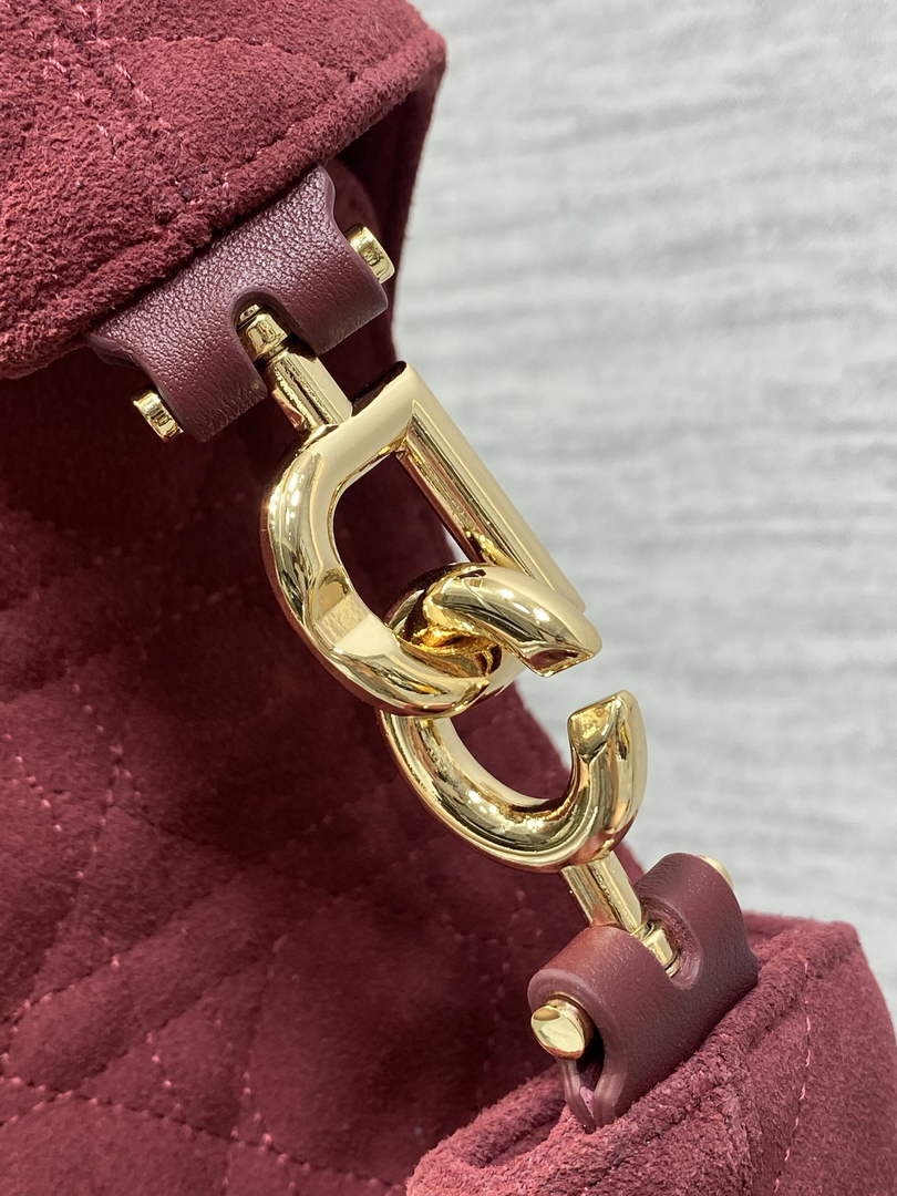 Dior Bucket Bag - Red Macrocannage Suede Goatskin M1538 - Default Title - View 5